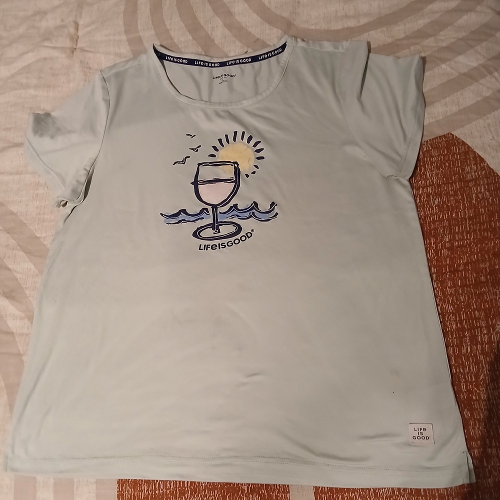 Life Is Good Women's Soft Blue Short Sleeve Tee